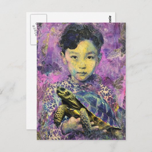 264.子どもと亀 ポストカード (正面/裏面)