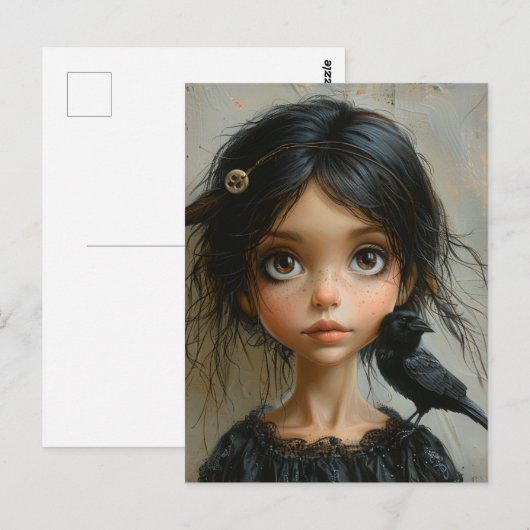 264.少女とカラス ポストカード (正面/裏面)