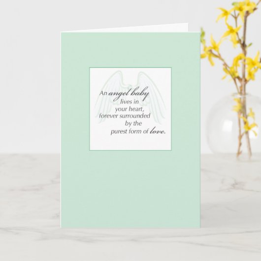 2653エンジェルベビーウィングスグリーン、悔やみや弔慰 カード (黄色い花)