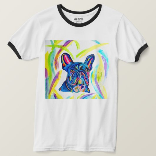 267 – ブフランスのルドッグラブTシャツ Tシャツ (デザイン正面)