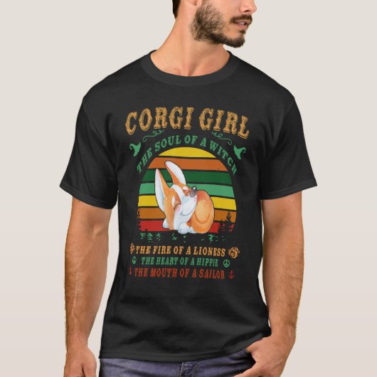 26 コーギー 魔法使いの魂 コーギー Tシャツ (正面)