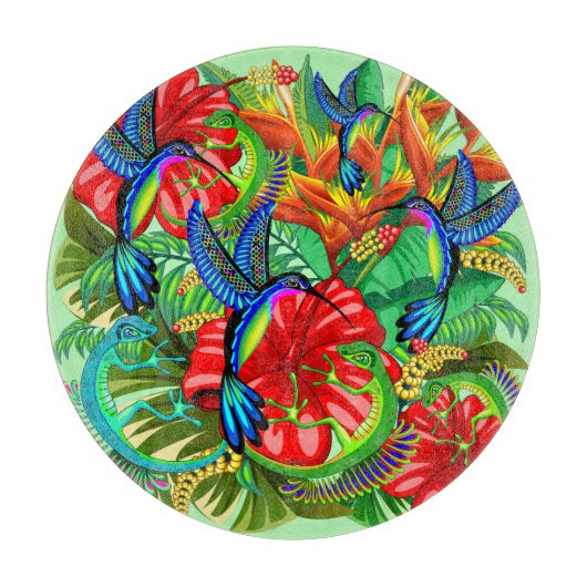 26.トカゲとハミングバード カッティングボード (正面)