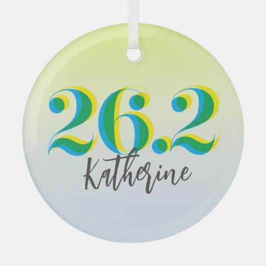 26.パーソナライズされた2マラソ走ン ガラスオーナメント (正面)