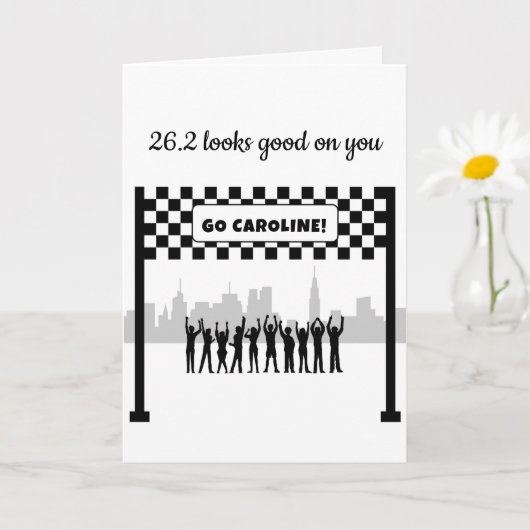 26.パーソナライズされた2白黒マラソンランナー カード (小さな植物)