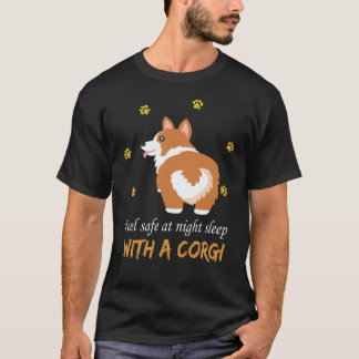 26 夜は安心 コーギーと眠ろう Tシャツ
