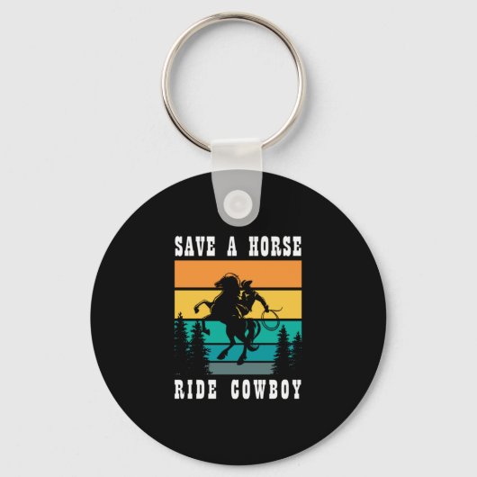 26.馬に乗るカウボーイを保存する キーホルダー (正面)