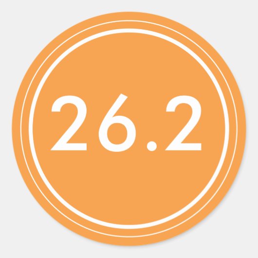 26.2シール |オレンジと白 ラウンドシール (正面)