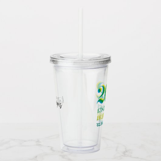 26.2マパーソナライズされたラトン走の距離緑 アクリルタンブラー (右)