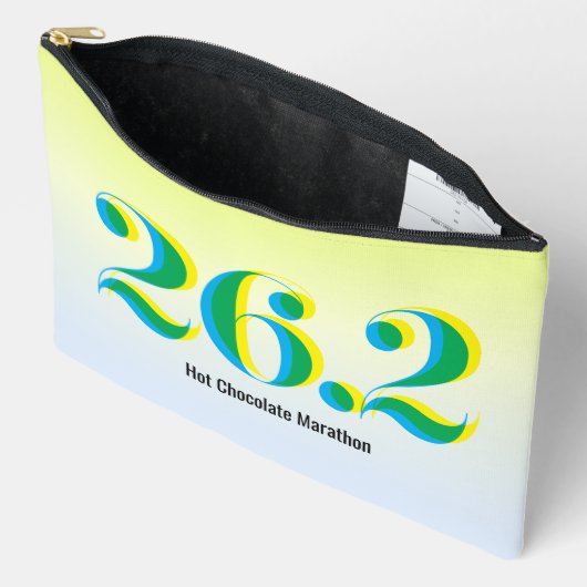 26.2マラソンランニング文字青黄はっきりした アクセサリーポーチ (見開き)