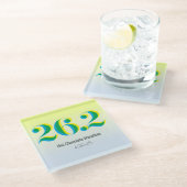 26.2マラソンランニング文字青黄はっきりした ガラスコースター (アングル)