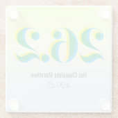 26.2マラソンランニング文字青黄はっきりした ガラスコースター (裏面)