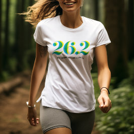 26.2マラソンランニング文字青黄はっきりした Tシャツ