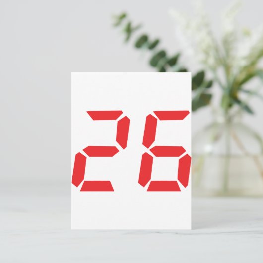 26 26赤目目覚ましのデジタル番号 ポストカード (スタンド正面)