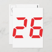 26 26赤目目覚ましのデジタル番号 ポストカード (正面/裏面)