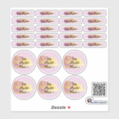 26 Namensaufkleber Pinselstrich Lila - Glitzer | シール (シート)