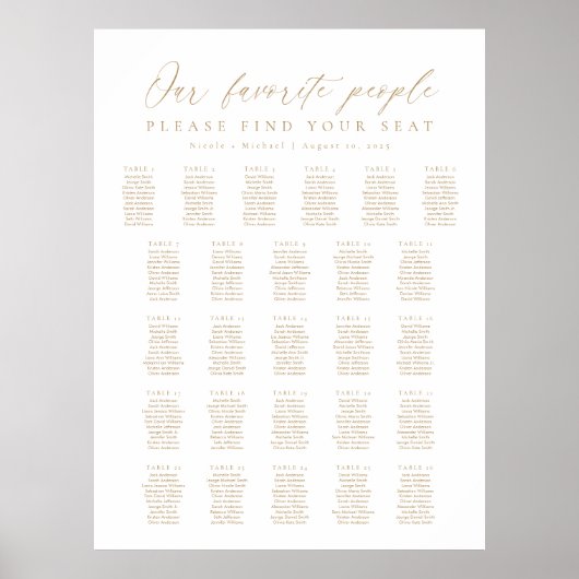 26 Tables Our Favorite People Seating Chart ポスター (正面)