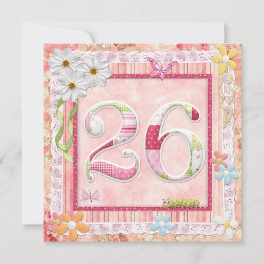 26th誕生日パーティースクラップブック作りスタイル 招待状 (正面)