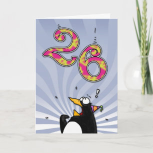 26th誕生日ペンギンサプライズカード カード
