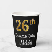 26th誕生日-エレガント豪華なフェイク金ゴールドルック# 紙コップ (正面)