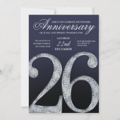 26th Anniversary Diamond Silver Dark Blue Years 招待状 (正面)