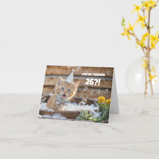26th Birthday Cute Ginger Kitty Cat Bubble Bath カード