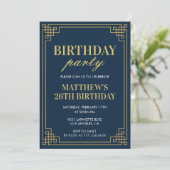 26th birthday invitations Birthday party boy navy 招待状 (スタンド正面)