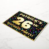 26th Birthday Party —おもしろい、スターカラフルズ・パターン 箔招待状 (回転した状態)