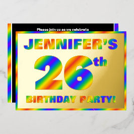 26th Birthday Party —おもしろい、レインボースペクトル「26」 箔招待状