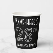26th Birthday Party:アールデコスタイル+名前をカスタムする 紙コップ (裏面)