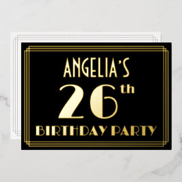 26th Birthday Party:アールデコルック"26"、名前 箔招待状