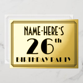 26th Birthday Party —アールデコ検索「26」 +名前 箔招待状