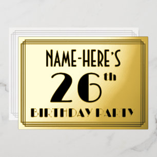 26th Birthday Party —アールデコ検索「26」 +名前 箔招待状