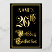 26th Birthday Party – スクリプファンシートと名前をカスタムする 箔招待状 (正面)