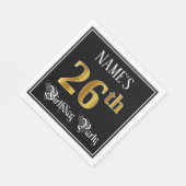 26th Birthday Party – スクリプファンシート、フェイク金ゴールド・ルック スタンダードランチョンナプキン (角)
