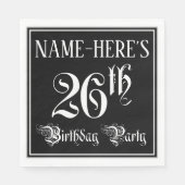 26th Birthday Party – スクリプファンシート+名前をカスタムする スタンダードランチョンナプキン (正面)