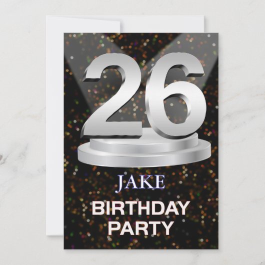 26th Birthday Party Invitation名前の追加 招待状 (正面)