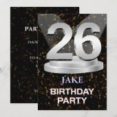 26th Birthday Party Invitation名前の追加 招待状 (正面/裏面)