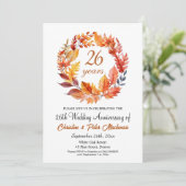 26th Wedding Anniversary Fall Floral Garland 招待状 (スタンド正面)