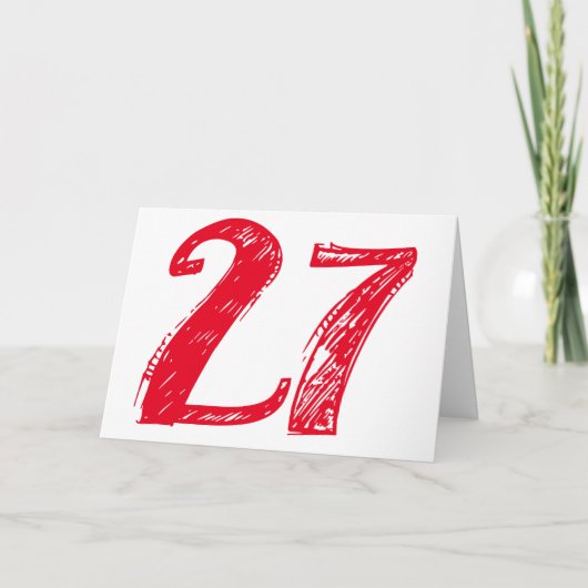 27は大きな取引は、白の上に大きな赤い文字。 カード (正面)