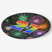 27イベント-おもしろいカラフル、はっきりした、虹27 ペーパープレート (アングル)