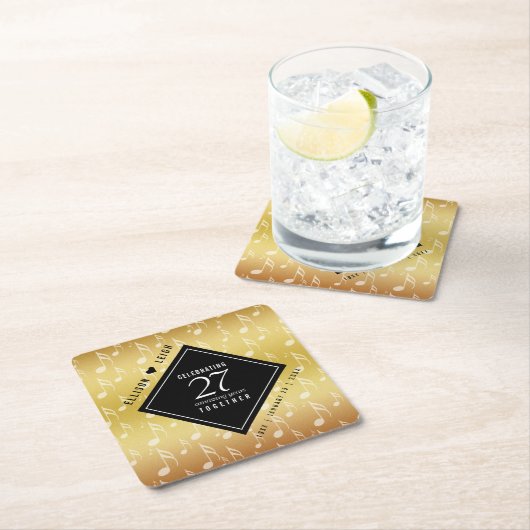 27エレガント周年記念結婚お祝い スクエアペーパーコースター (インサイチュ)