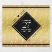 27エレガント周年記念結婚お祝い スパークリングワインラベル (シングルラベル)