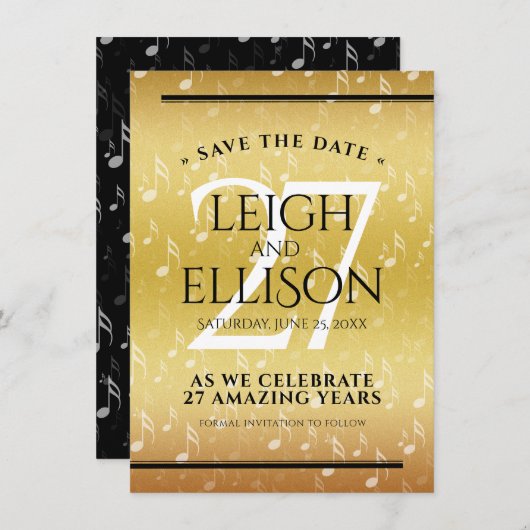 27エレガント周年記念結婚お祝い セーブザデート (正面/裏面)