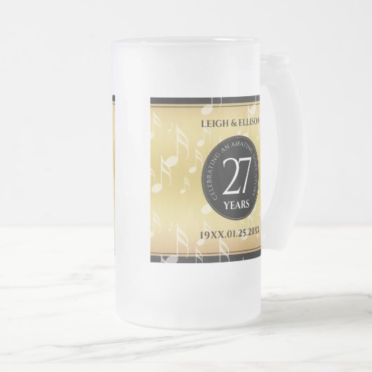 27エレガント周年記念結婚お祝い フロストグラスビールジョッキ (正面右)