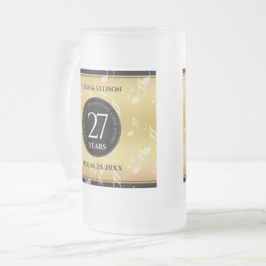27エレガント周年記念結婚お祝い フロストグラスビールジョッキ (正面左)