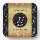 27エレガント周年記念結婚お祝い ペーパープレート (正面)