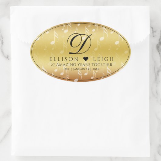 27エレガント周年記念結婚お祝い 楕円形シール (バッグ)