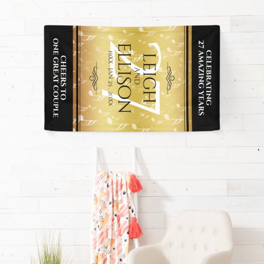 27エレガント周年記念結婚お祝い 横断幕 (インサイチュ)