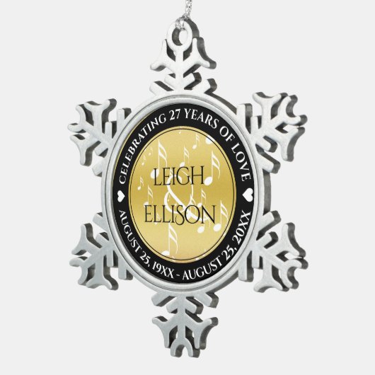 27エレガント周年記念結婚音楽 スノーフレークピューターオーナメント (右)