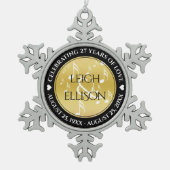 27エレガント周年記念結婚音楽 スノーフレークピューターオーナメント (正面)